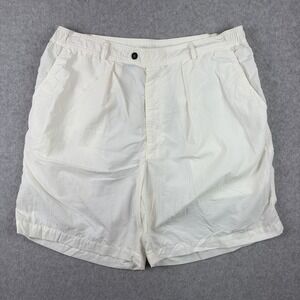 Vtg Polo Ralph Lauren Shorts Men XL White Nylon Pleated High Rise USA Made 80s